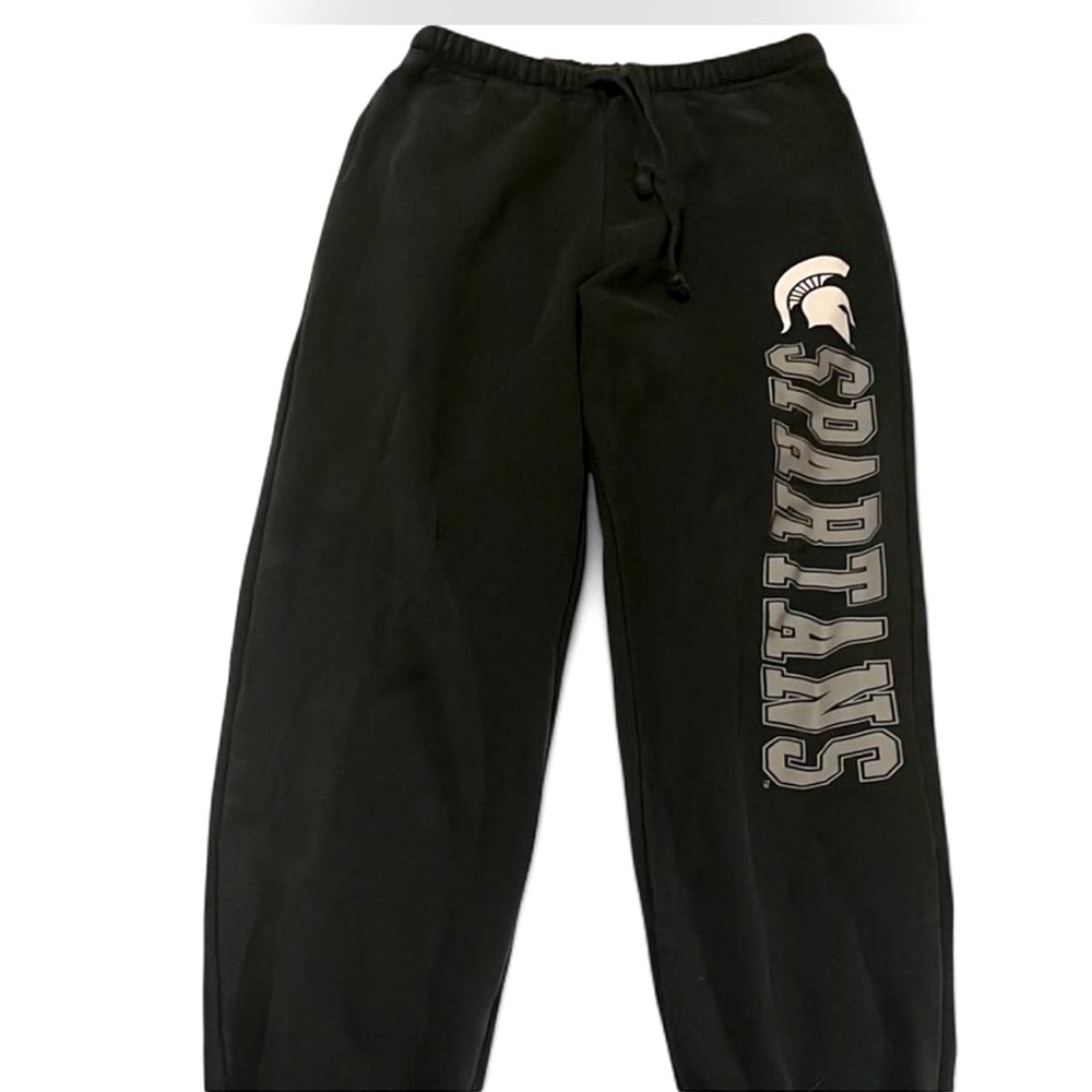 Black Joggers with Vertical Graphic and Elastic Waistband